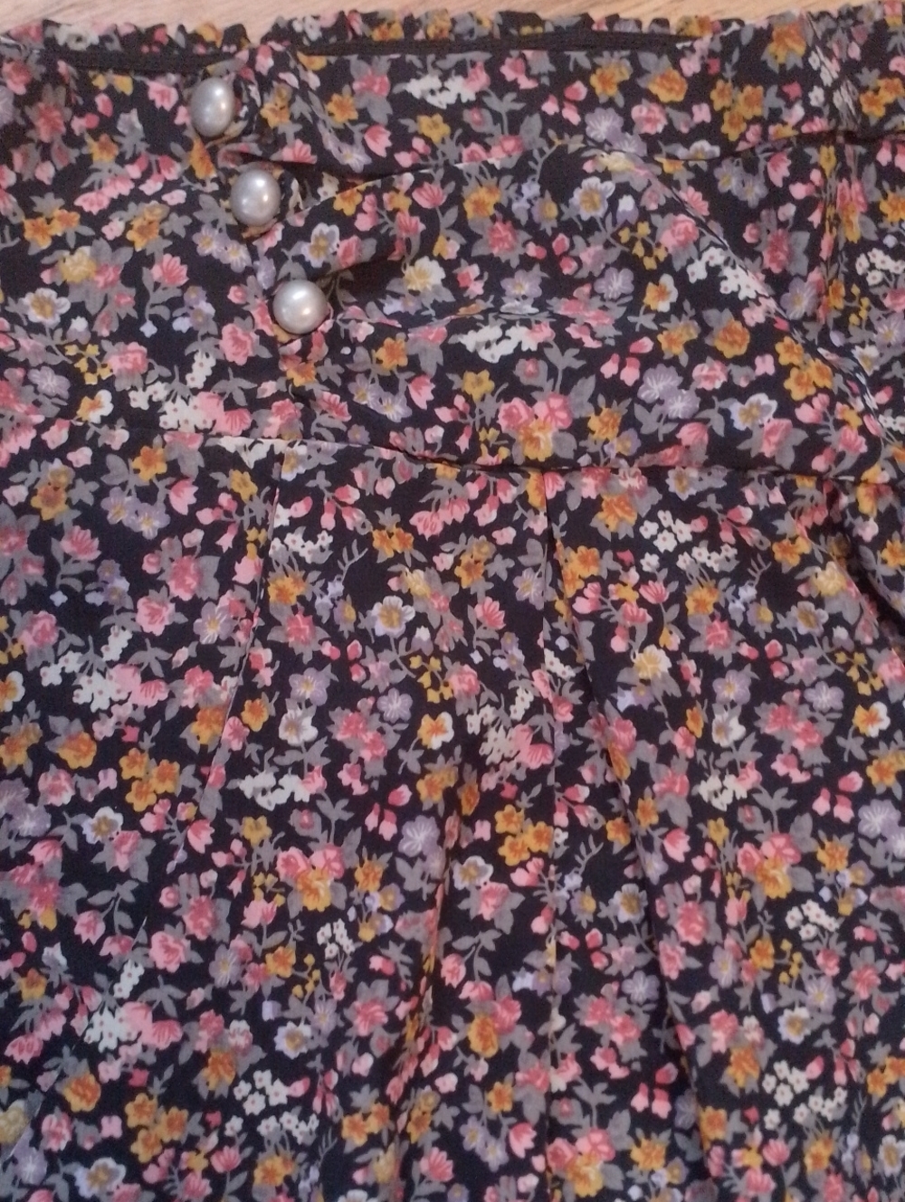 Floral High Waisted Flowy Harem Boho Pants With Cute Button Accessorie